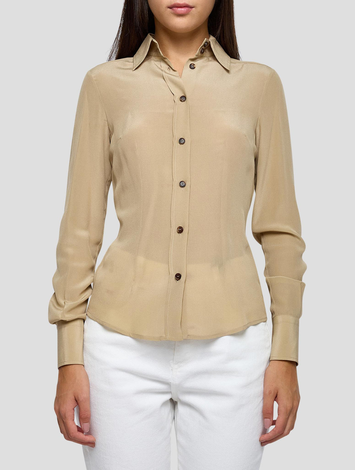 Kiton Beige Silk Shirt Women