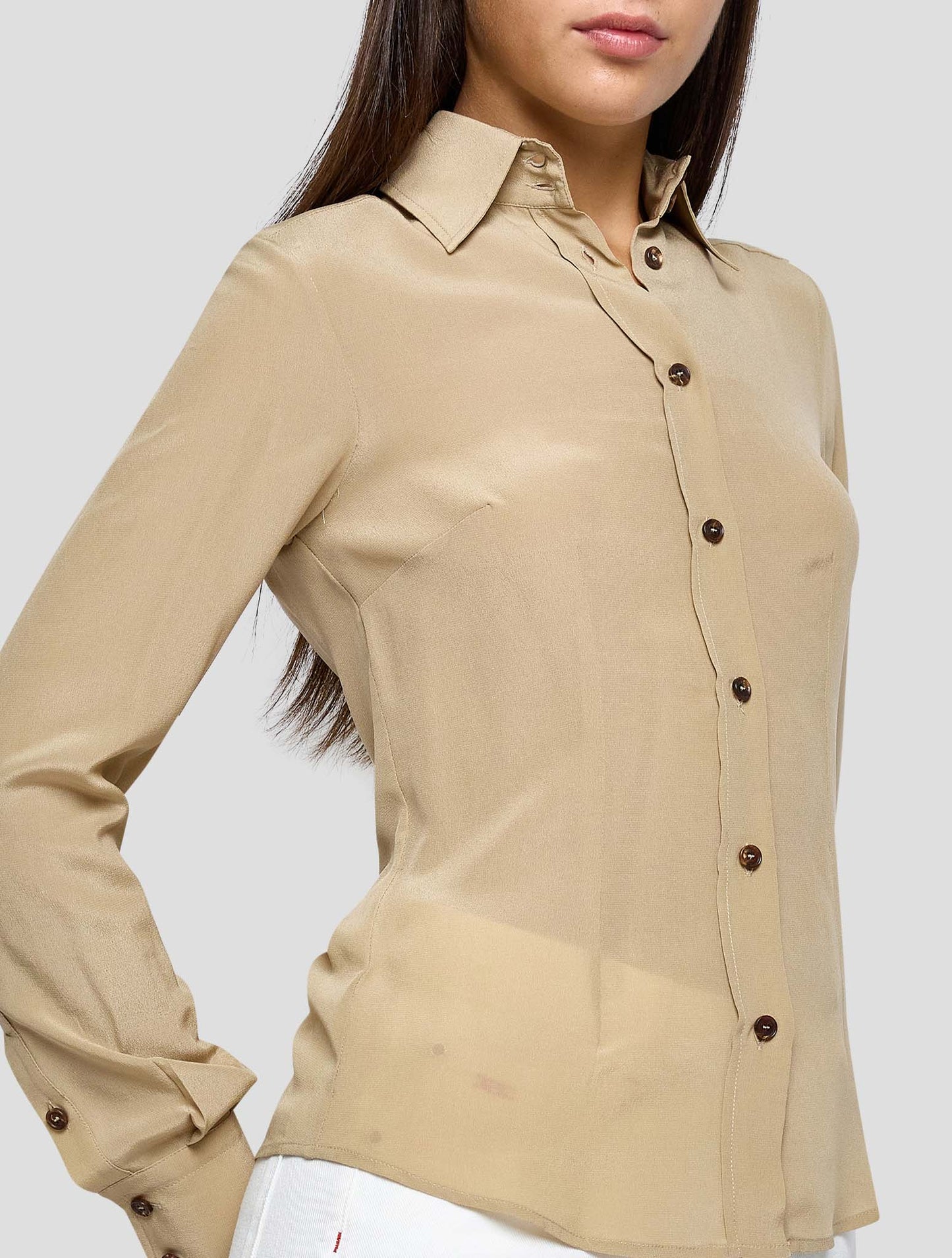 Kiton Beige Silk Shirt Women