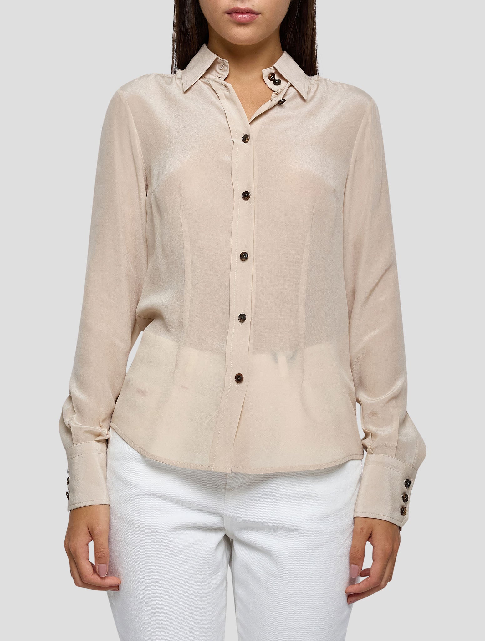 Kiton Beige Silk Shirt Women