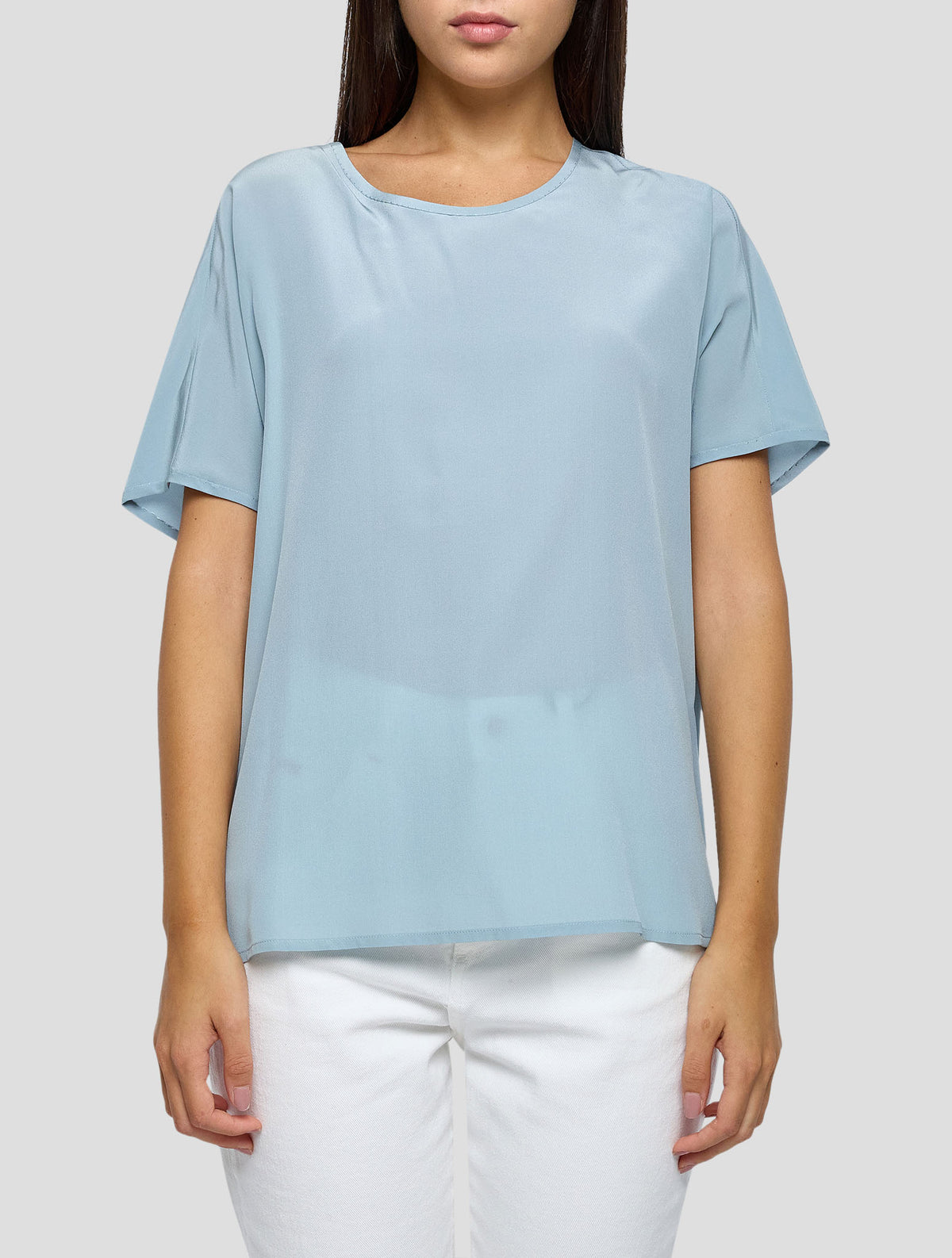 Kiton Light Blue Silk Shirt Women