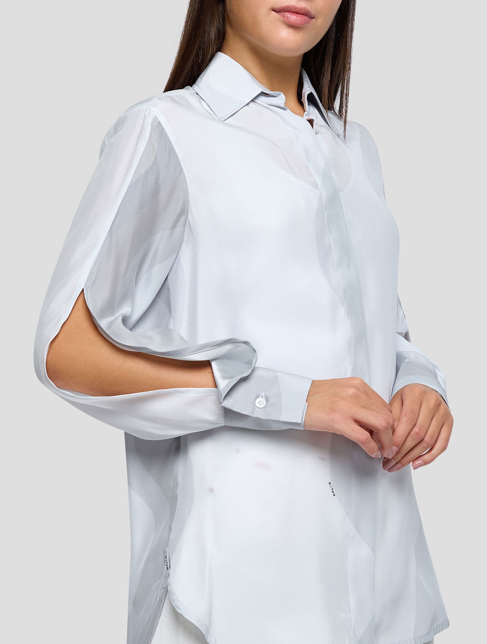 Kiton Gray Silk Shirt Women