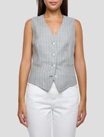 Kiton Gray White Wool Vest Women
