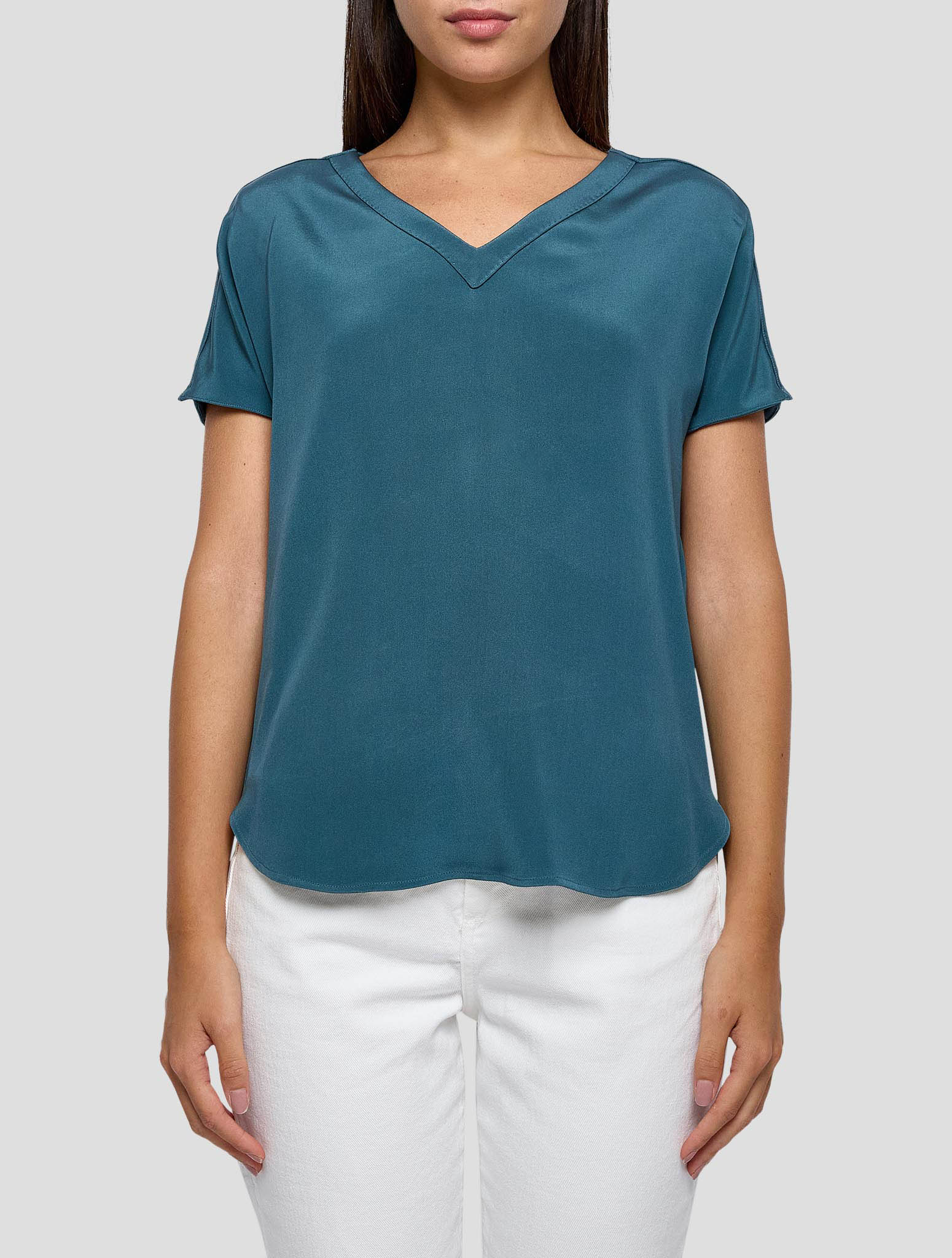 Kiton Blue Silk Ea Shirt Women