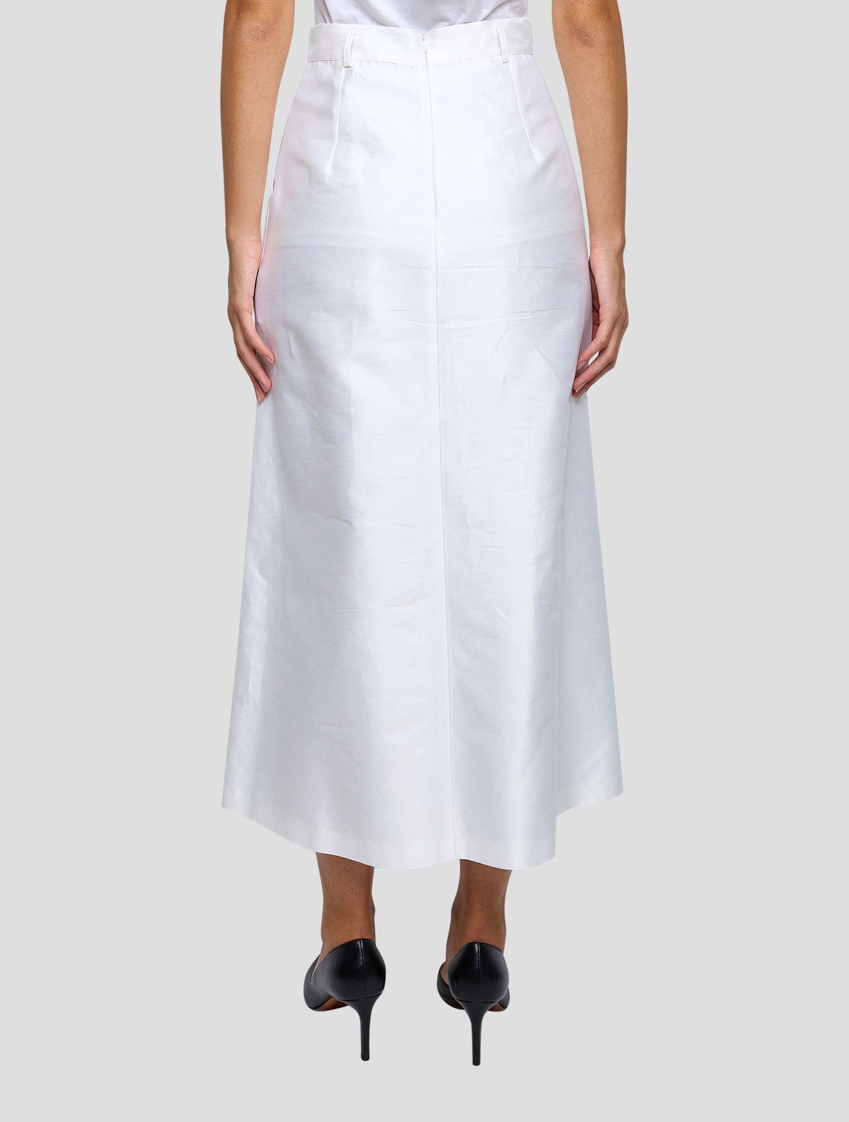 Kiton White Cotton Silk Skirt Women