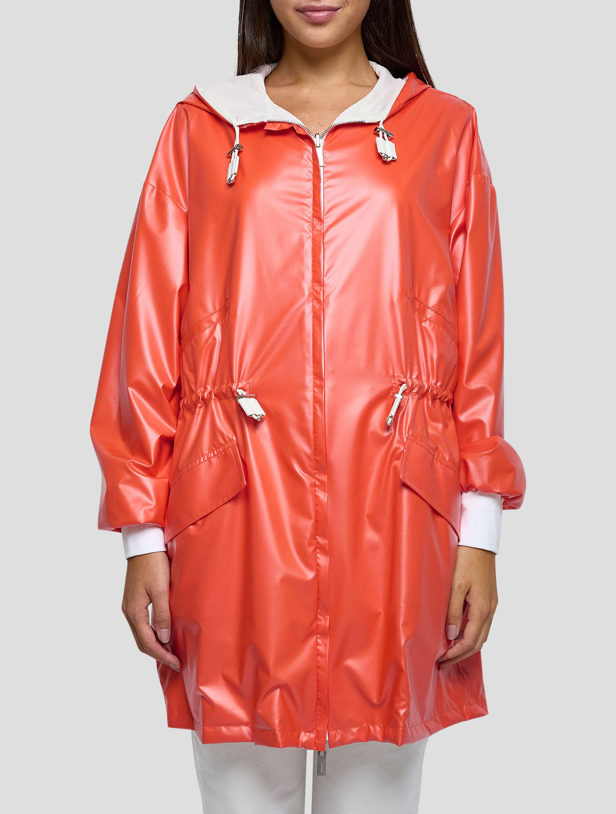 Kiton Orange White Pl Reverse Overcoat Women