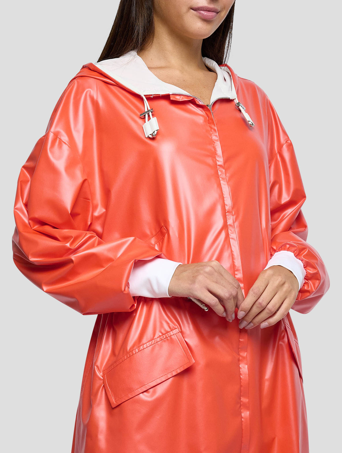 Kiton Orange White Pl Reverse Overcoat Women