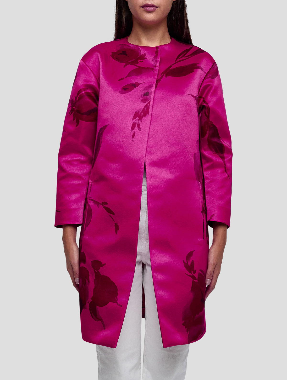 Kiton Fuchsia Viscose Overcoat Women
