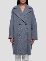 Kiton Blue White Cashmere Overcoat Women