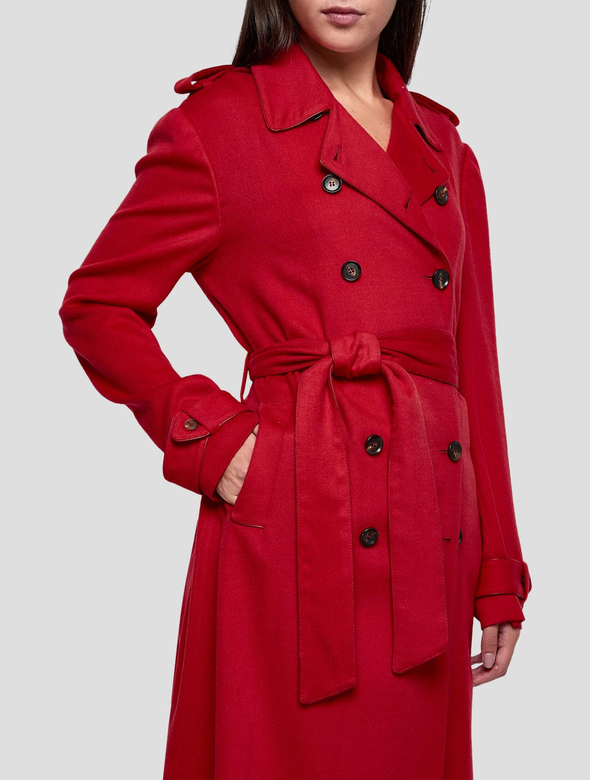 Kiton Red Cashmere Overcoat Women