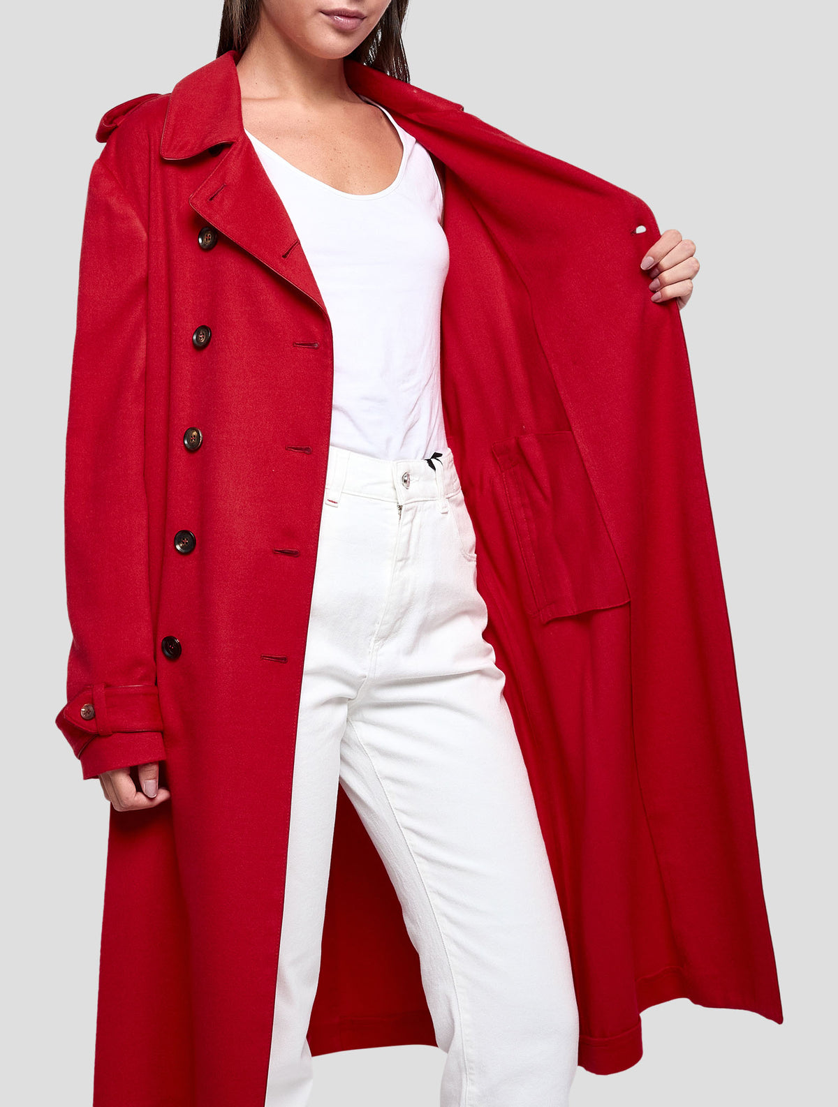 Kiton Red Cashmere Overcoat Women