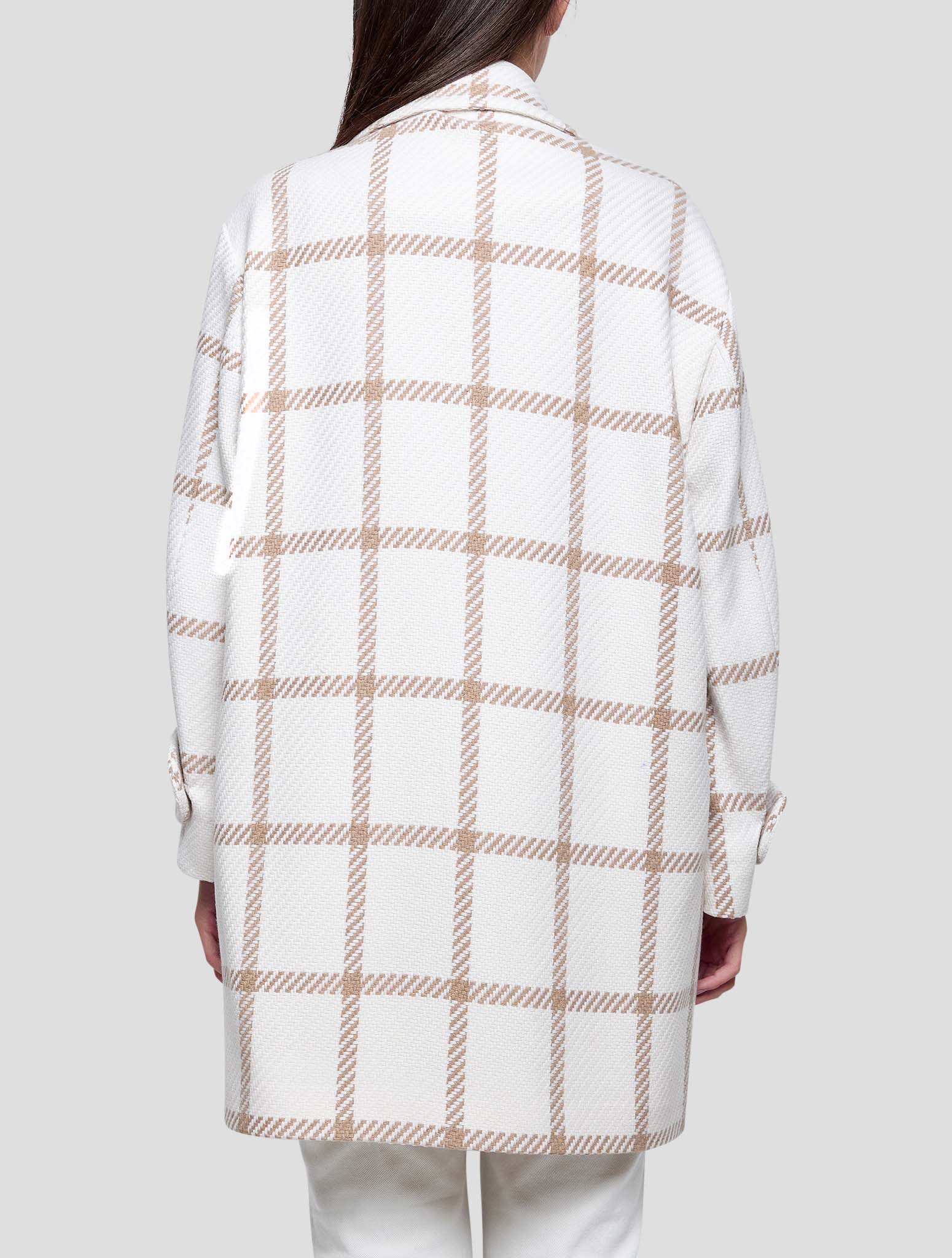 Kiton Beige White Cashmere Overcoat Women