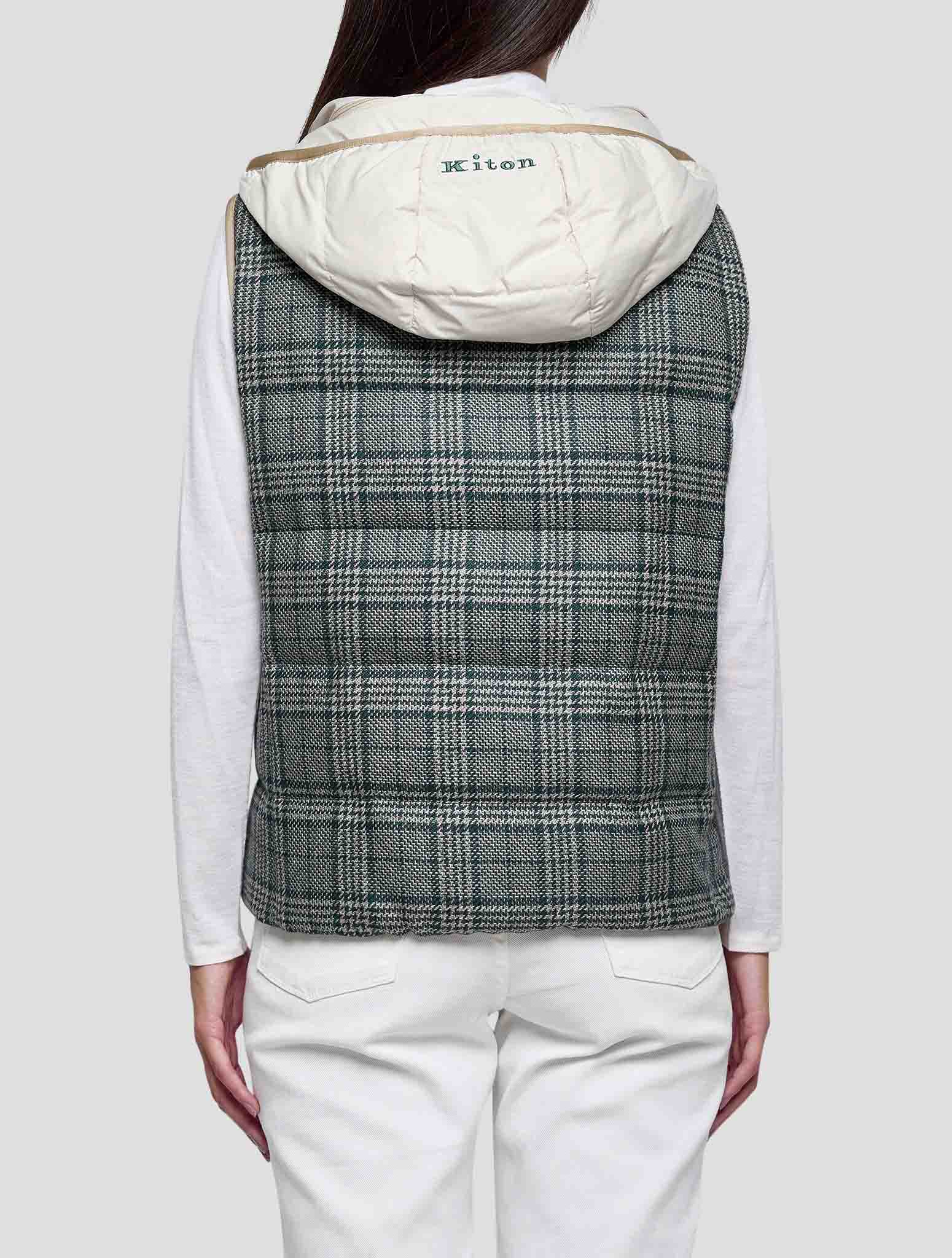 Kiton Green Gray Cashmere Silk Reverse Gilet Women