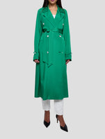 Kiton Green Silk Ea Overcoat Women