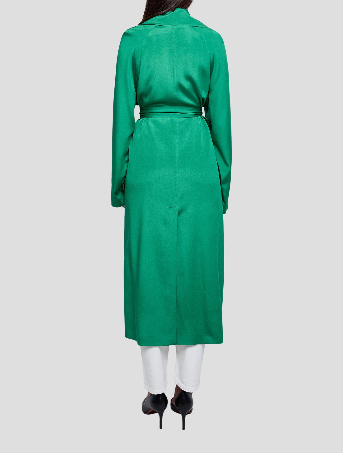 Kiton Green Silk Ea Overcoat Women
