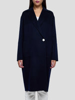 Kiton Blue Cashmere Overcoat Women