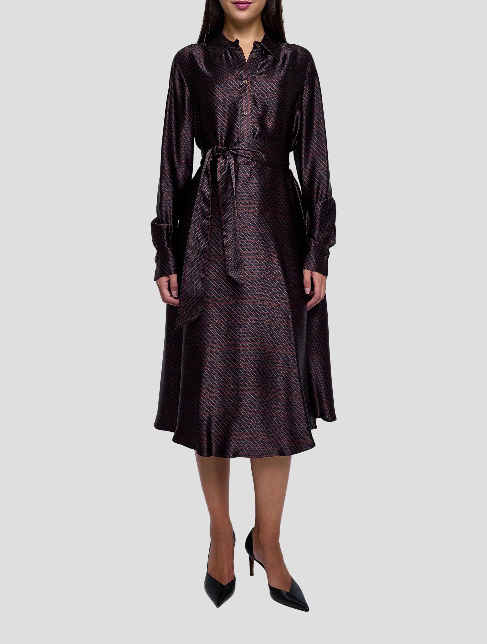 Kiton Brown Blue Silk Dress Women