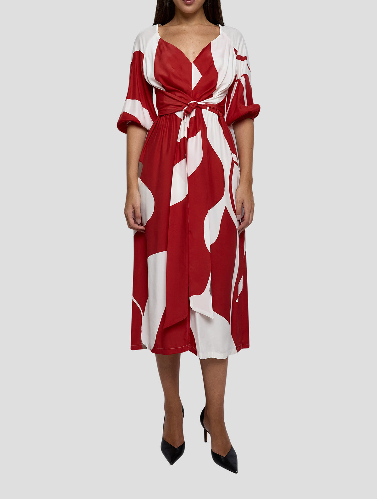 Kiton Red White Silk Dress Women