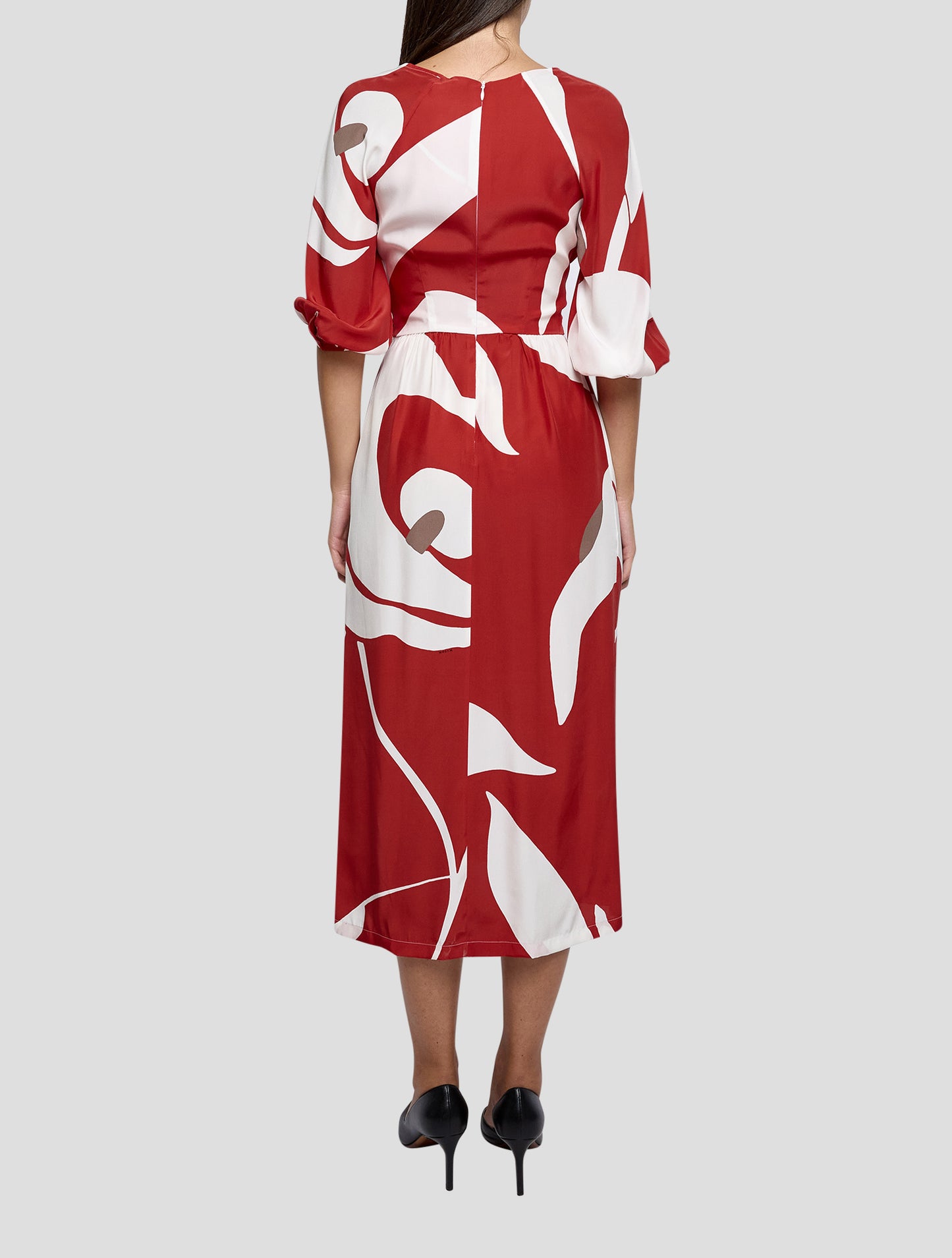 Kiton Red White Silk Dress Women
