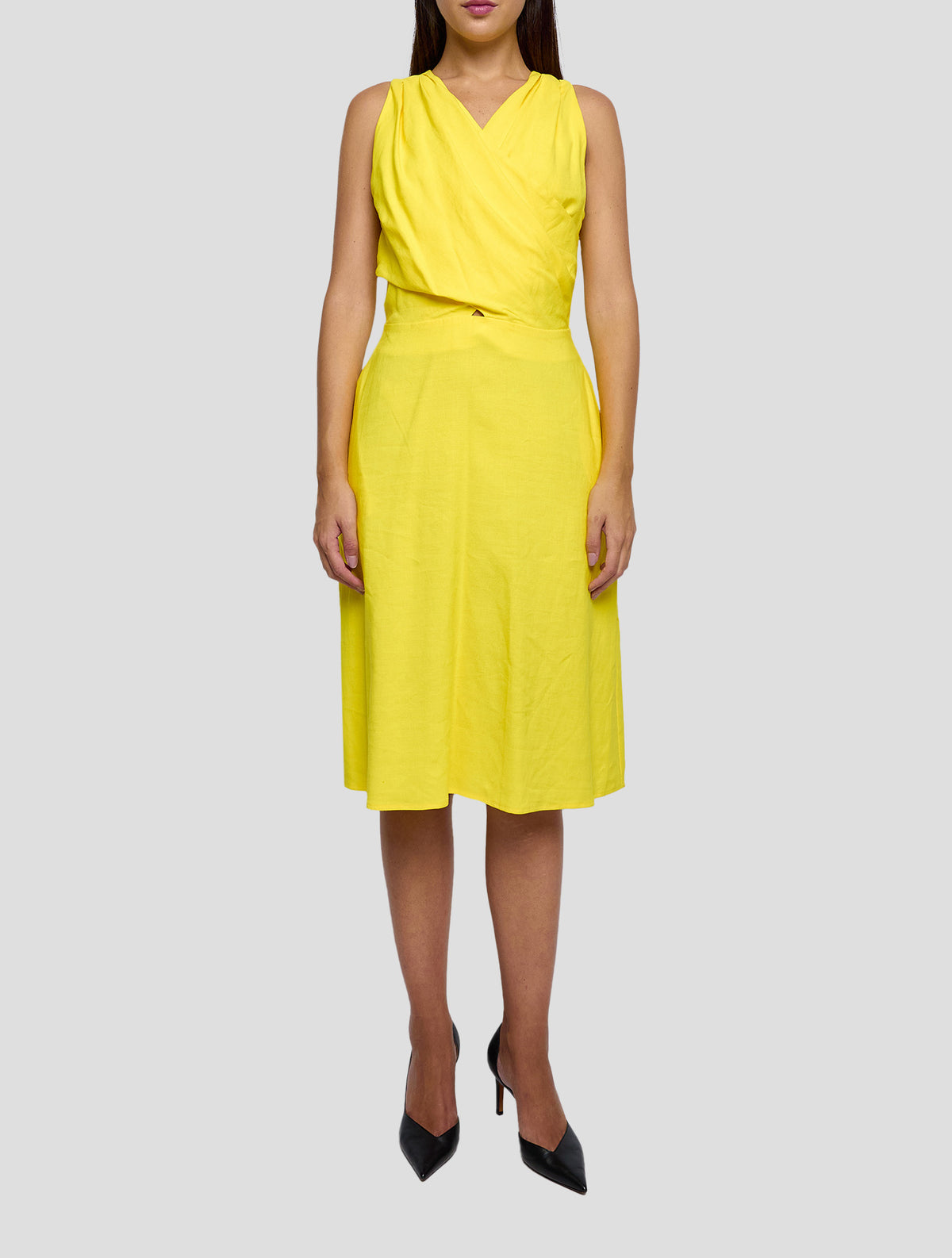 Kiton Yellow Linen Viscose Ea Dress Women