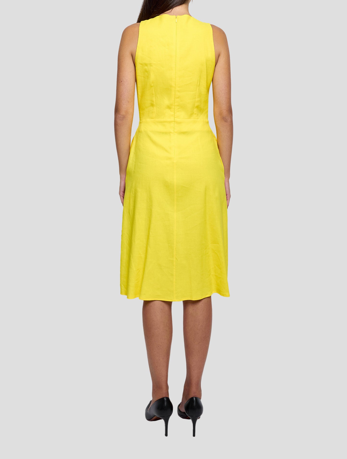 Kiton Yellow Linen Viscose Ea Dress Women