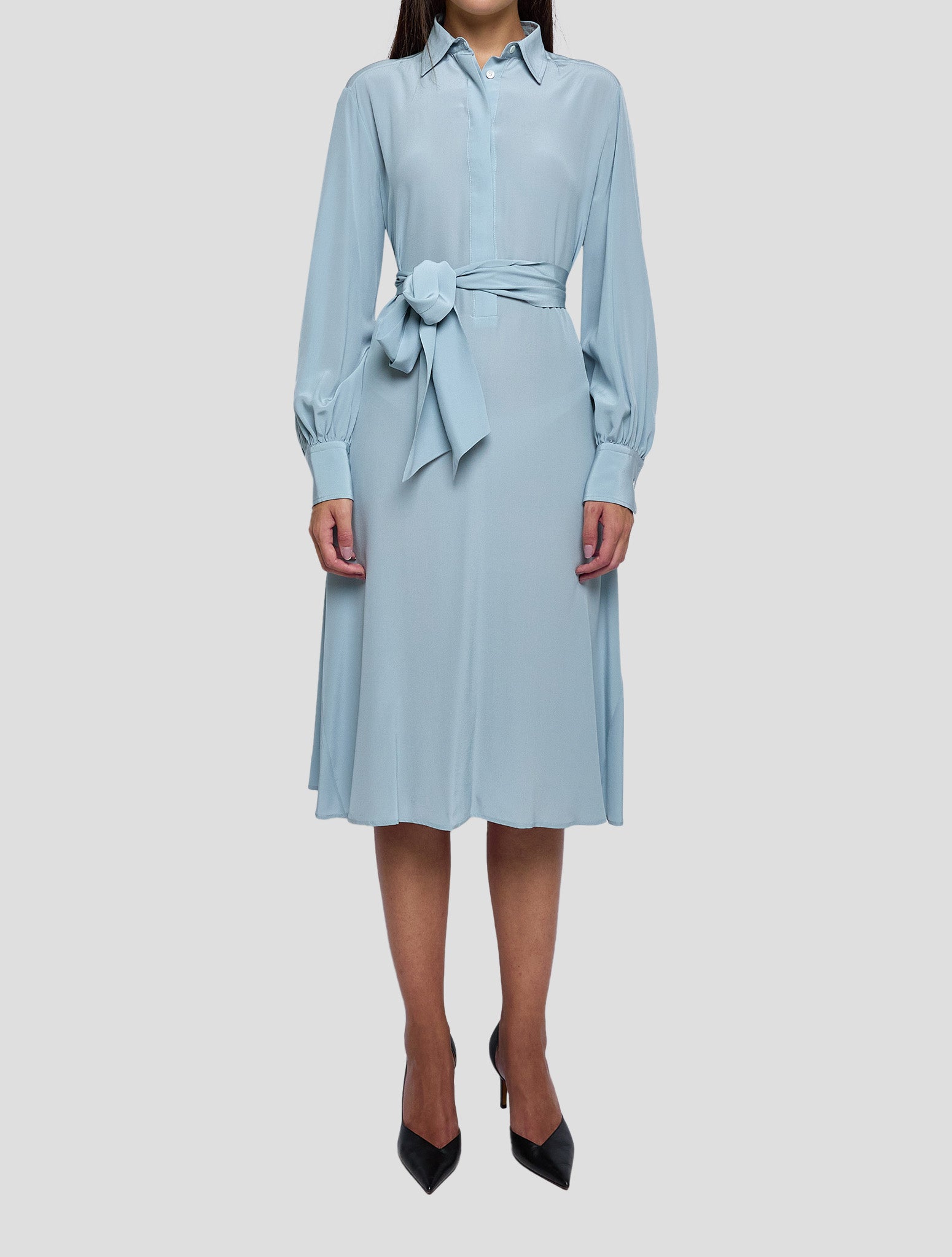 Kiton Light Blue Silk Dress Women