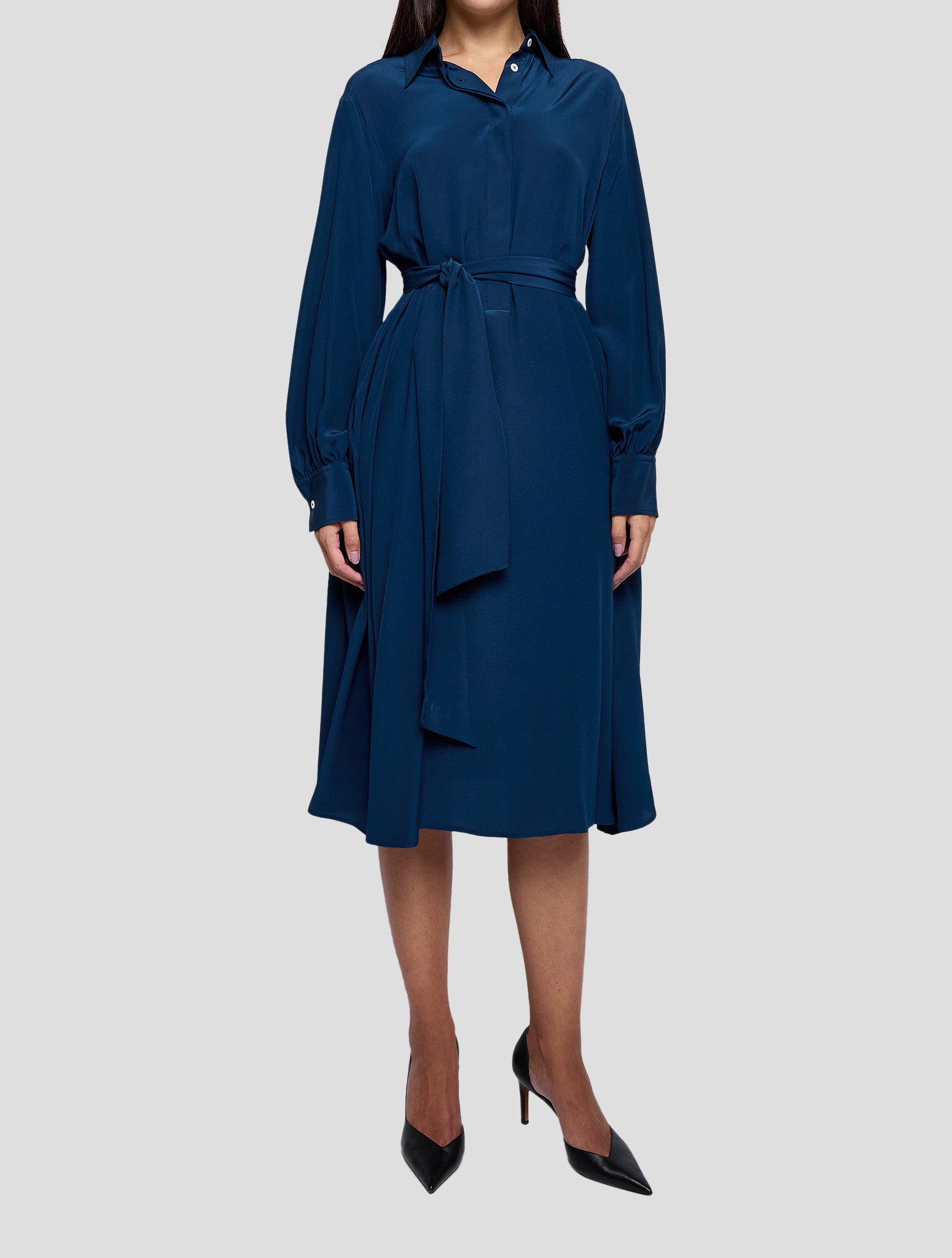 Kiton Blue Silk Dress Women