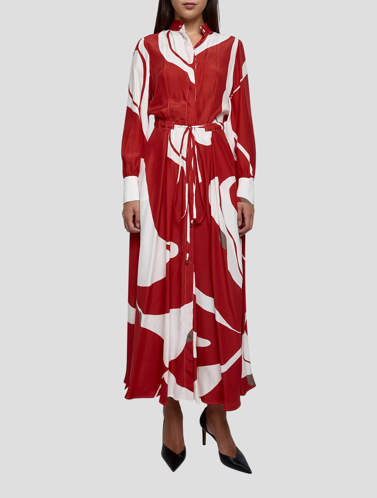 Kiton Red White Silk Dress Women