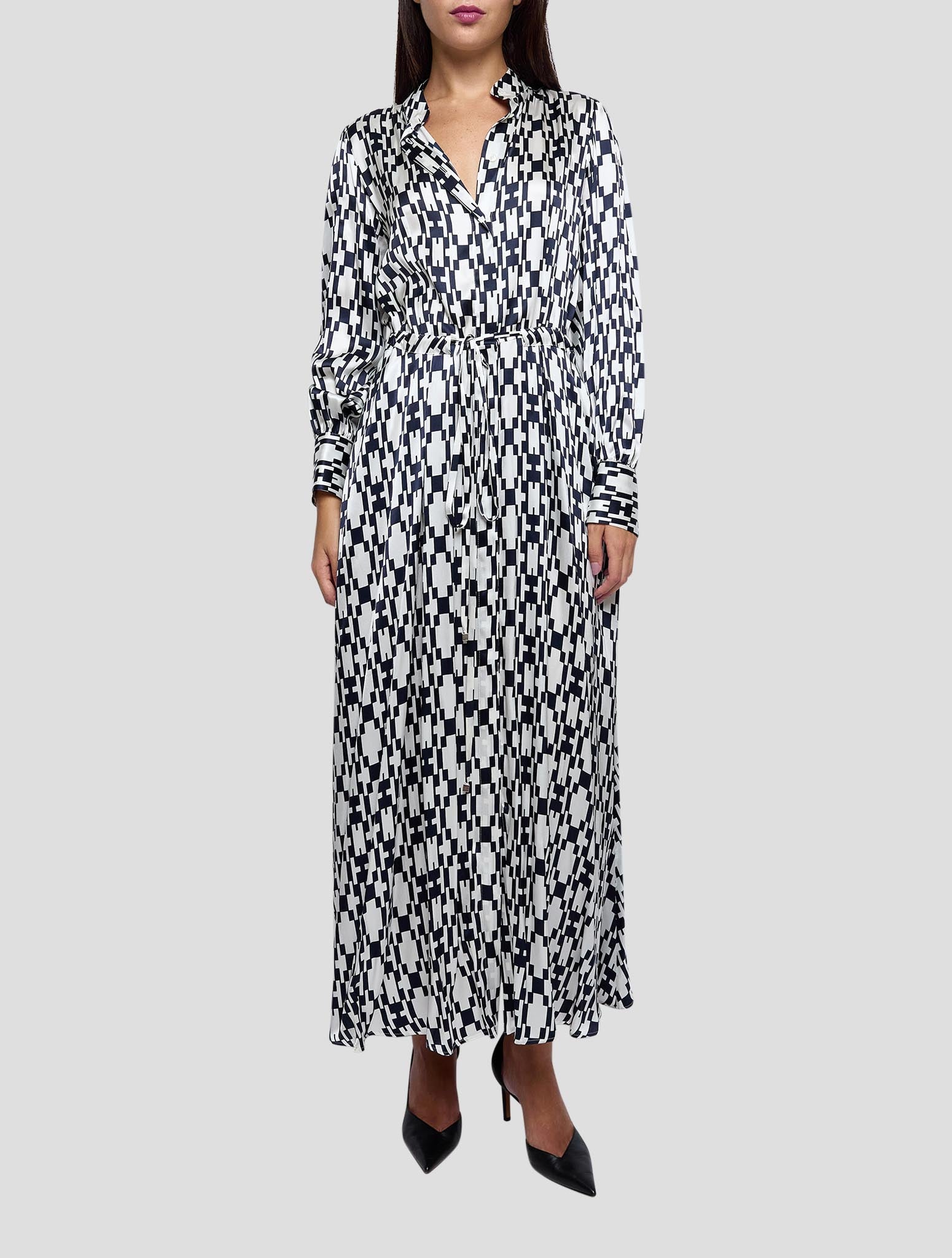 Kiton Blue White Silk Dress Women
