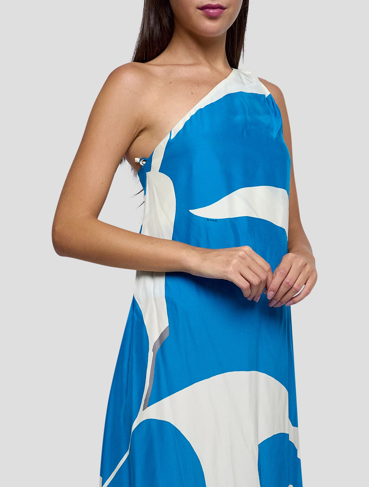 Kiton Blue White Silk Dress Women