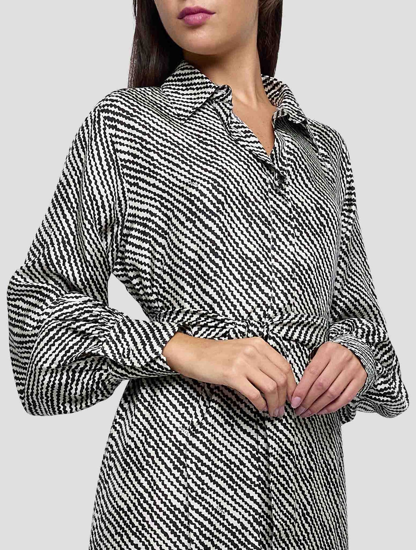 Kiton Black White Silk Dress Women