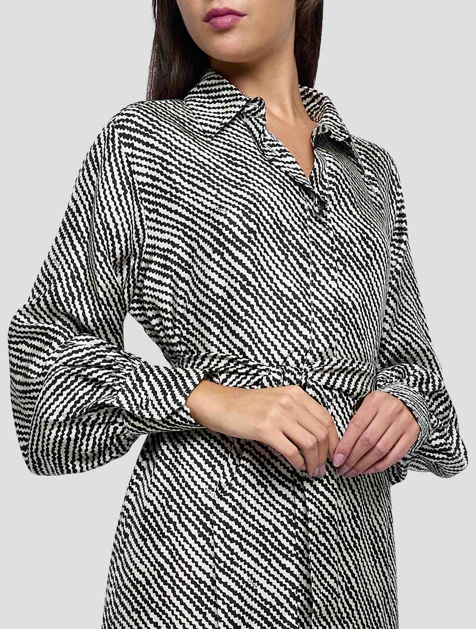 Kiton Black White Silk Dress Women