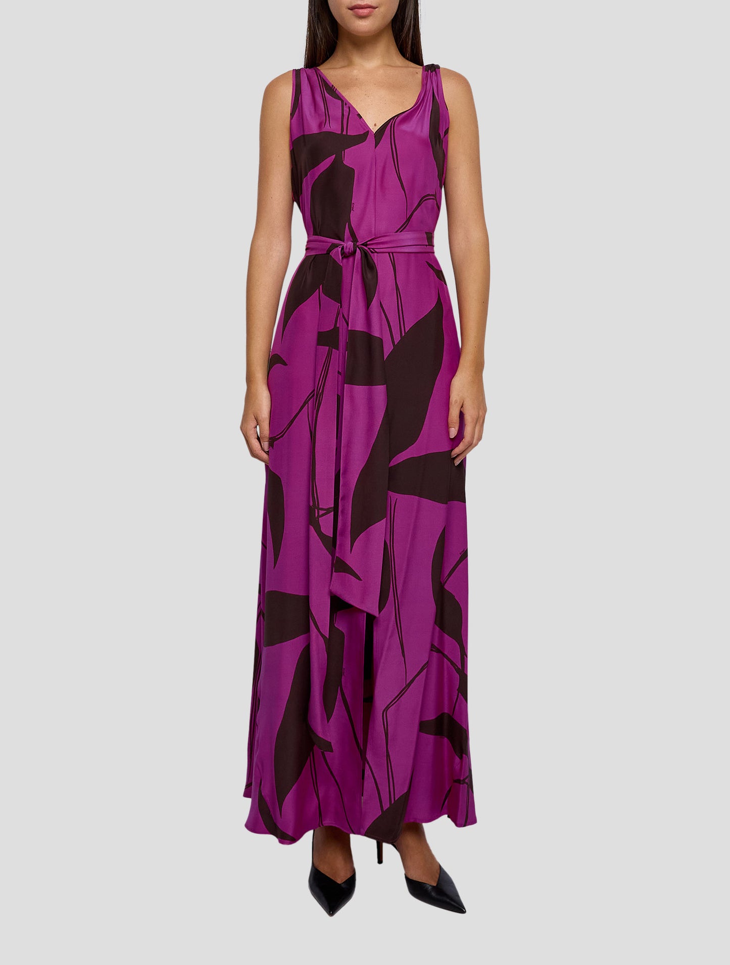 Kiton Fuchsia Black Silk Dress Women