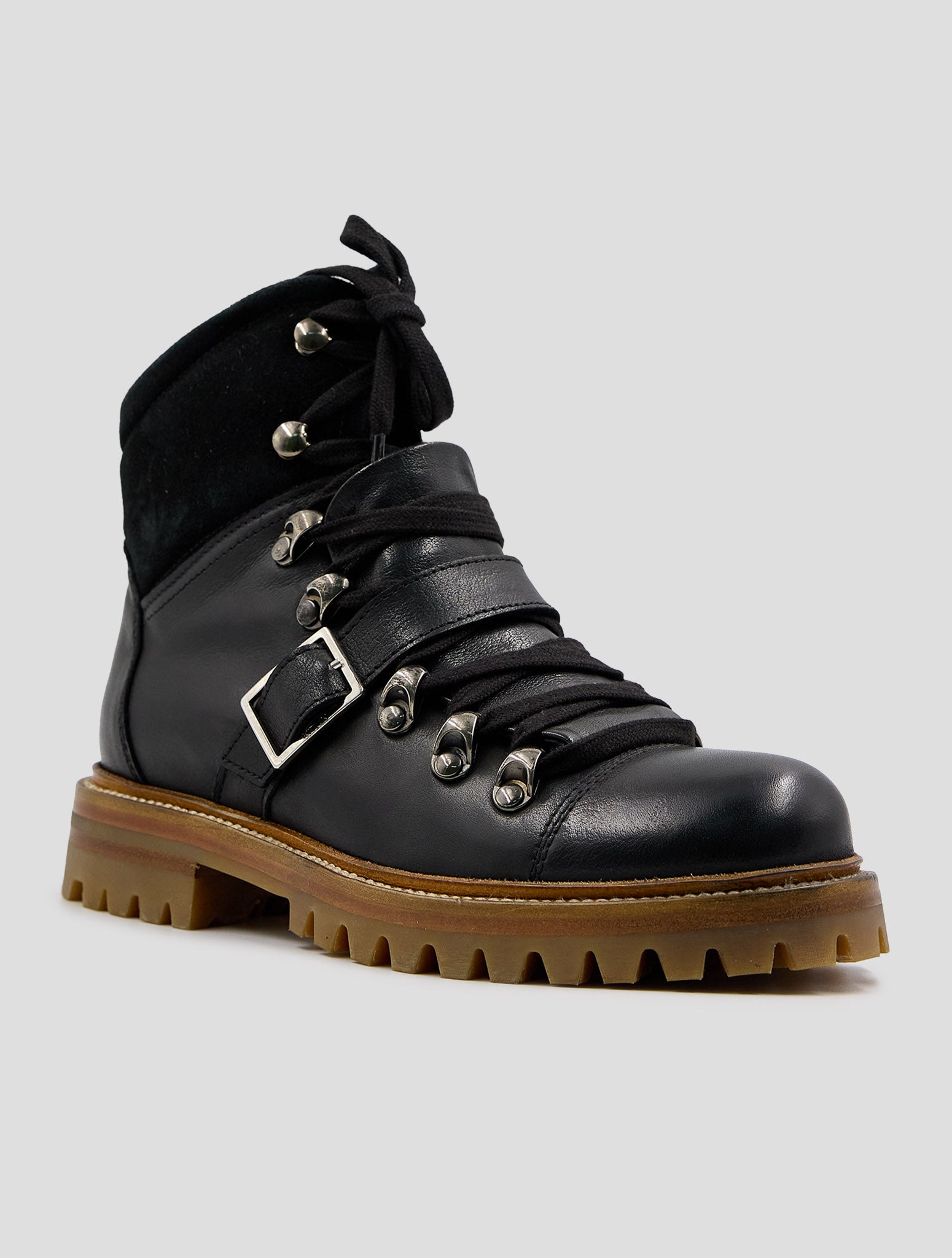 Kiton Black Leather Boots Women