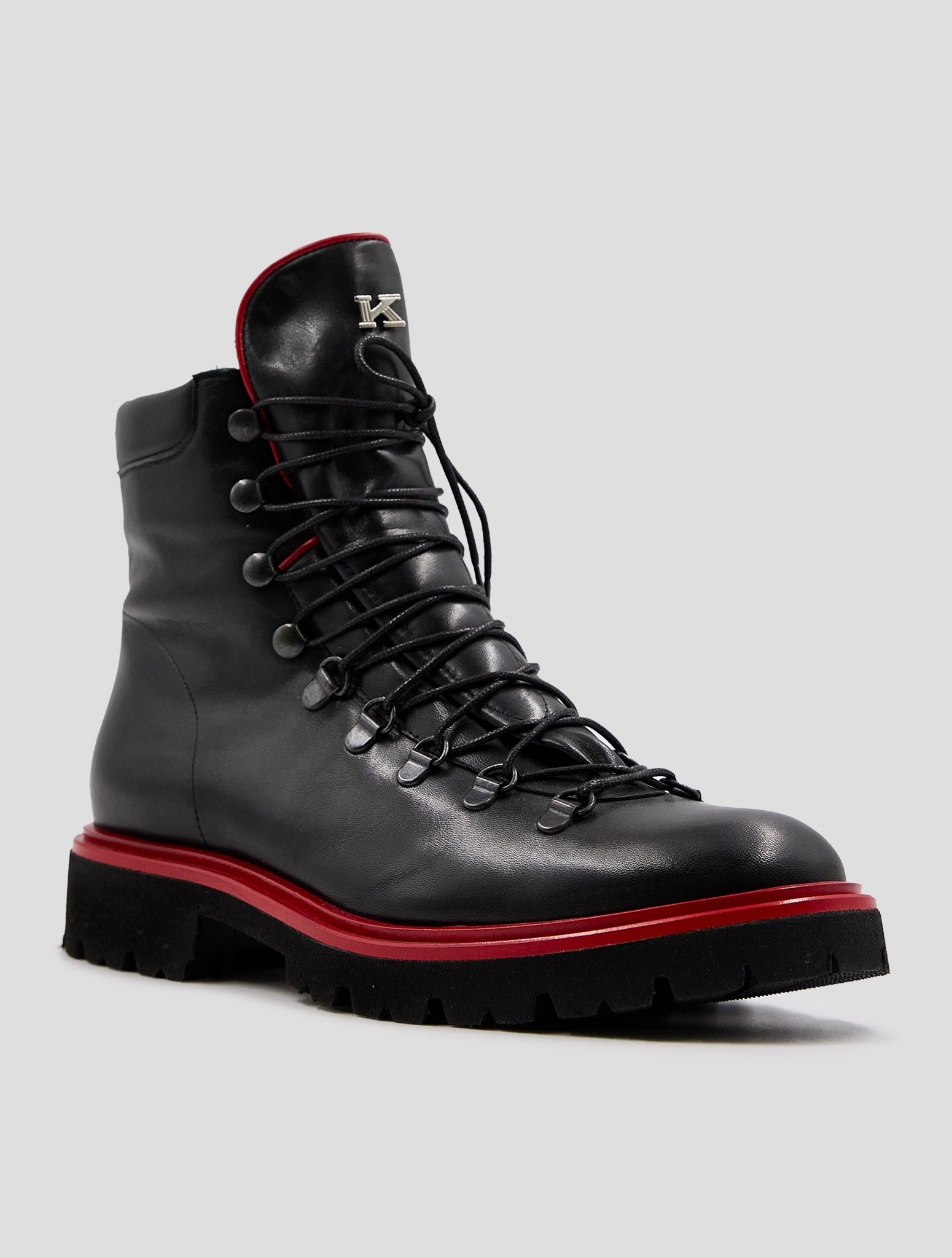 Kiton Black Leather Shearling Boots Women