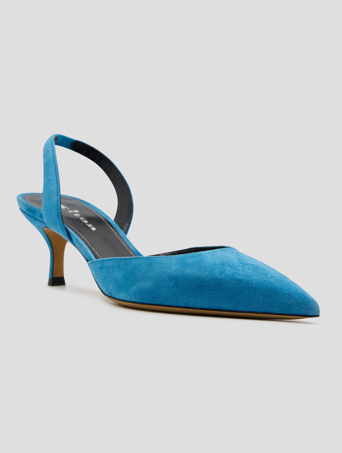 Kiton Light Blue Leather Suede Slingback Women
