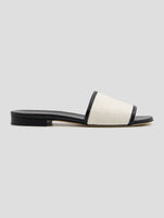 Kiton Black White Leather Cotton Sandals Women