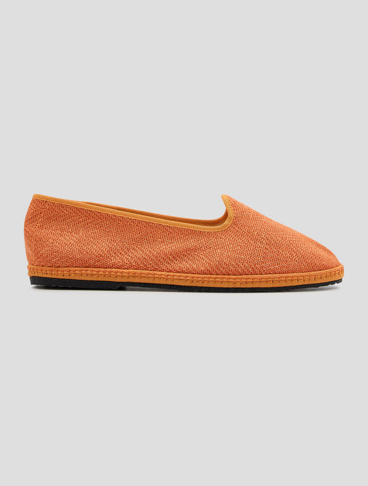 Kiton Orange Linen Wool Silk Lyocell Loafers Women