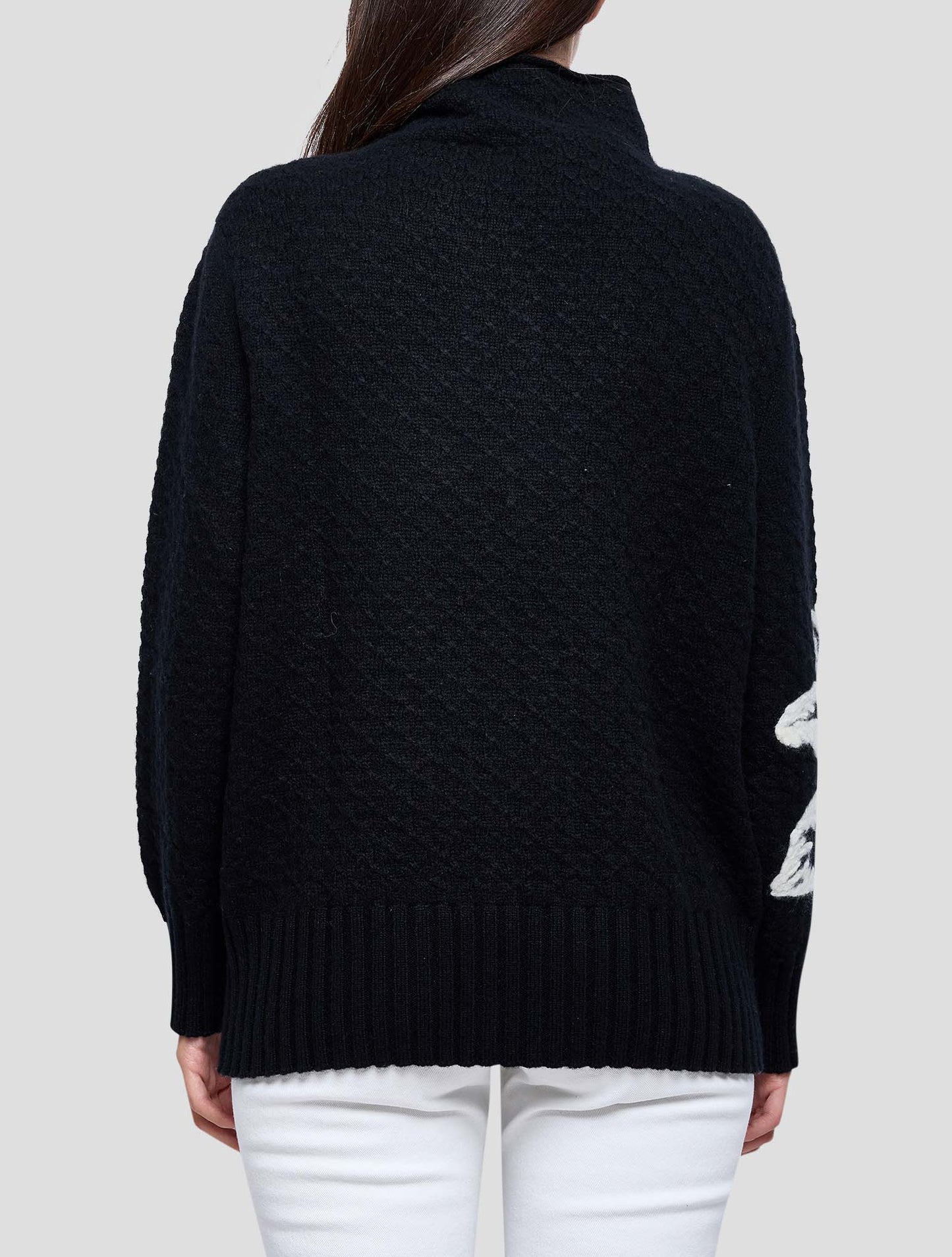 Kiton Black White Cashmere Sweater Turtleneck Women