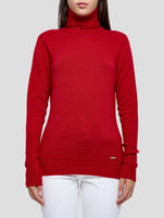 Kiton Red Cashmere Sweater Turtleneck Women