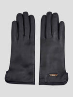 Kiton Black Leather Lamb Gloves Women