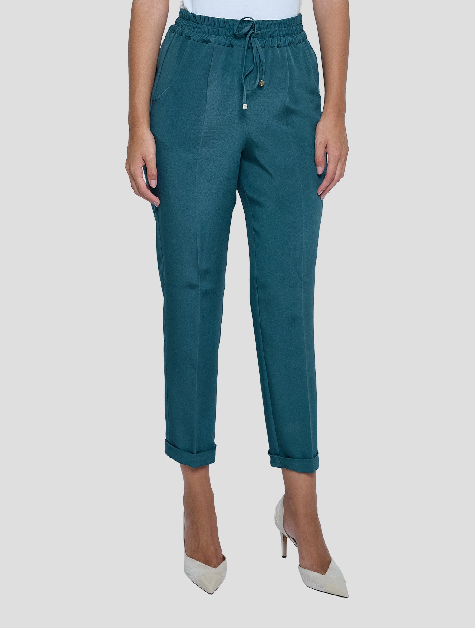 Kiton Blue Silk Ea Pants Women
