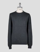 Kiton Dark Gray Wool Diamante Blu Sweater Crewneck