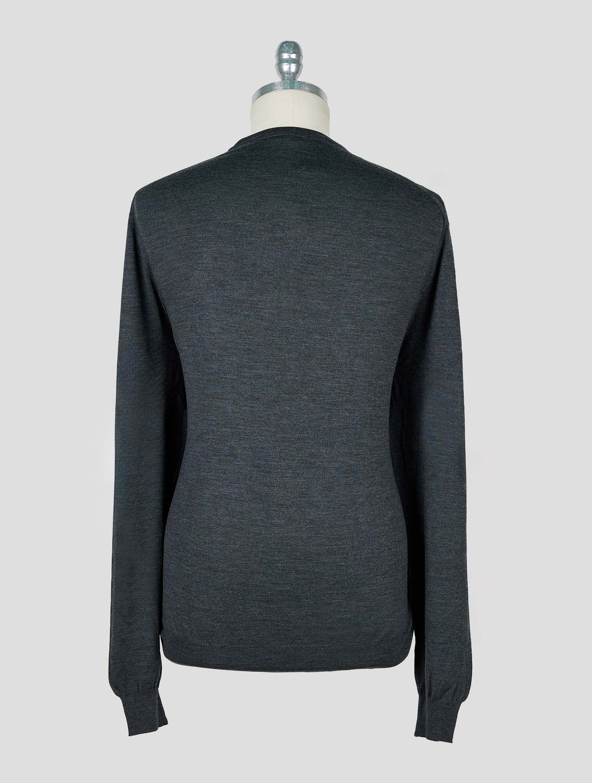 Kiton Dark Gray Wool Diamante Blu Sweater Crewneck