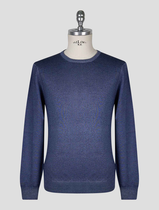 Kiton Blue Wool Sweater Crewneck