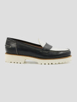 Kiton Black White Leather Loafers