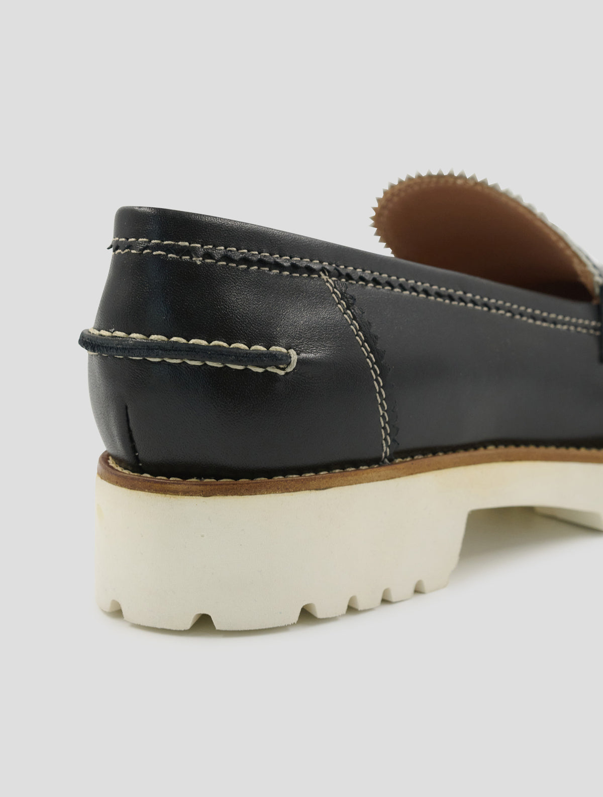 Kiton Black White Leather Loafers