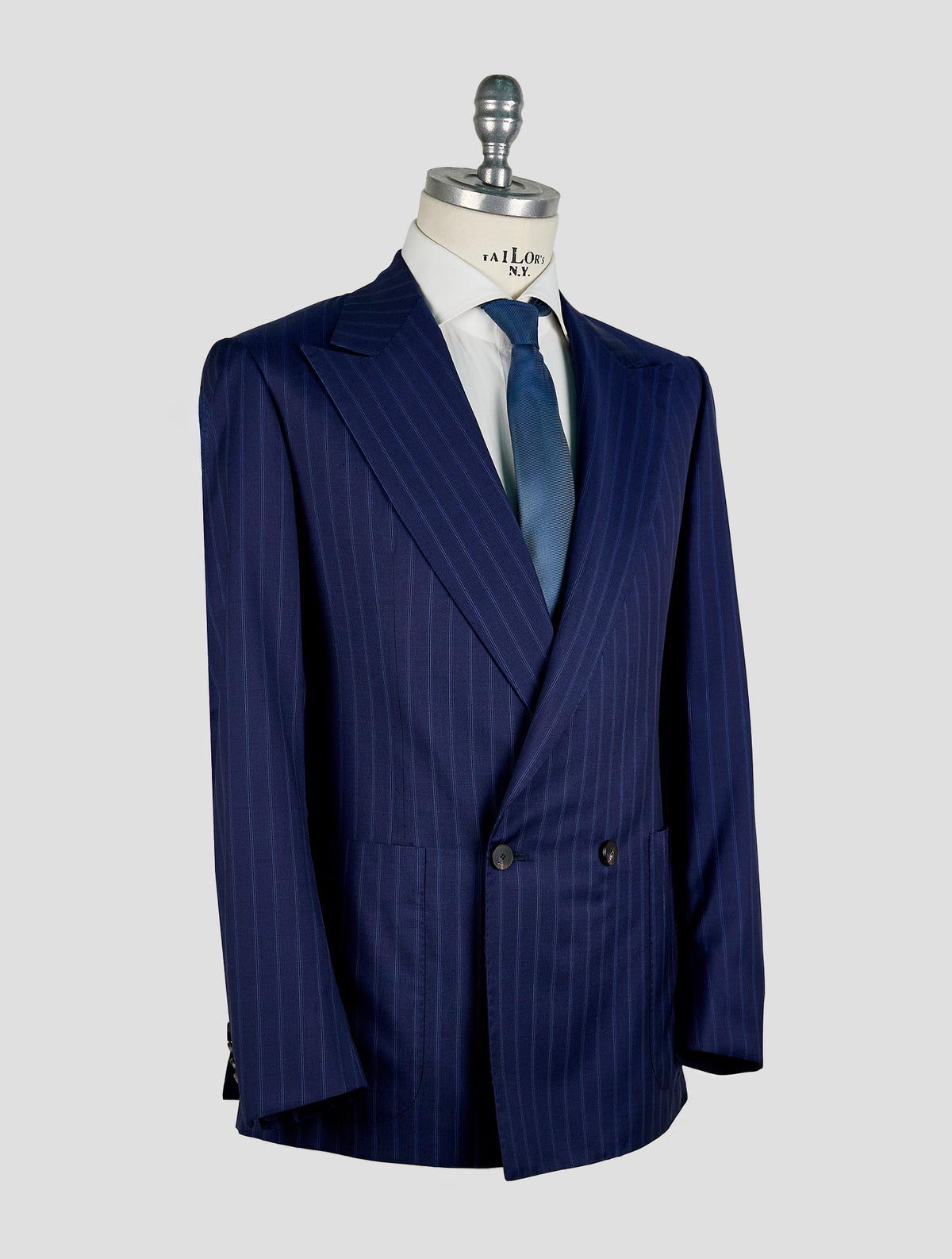 Kiton Knt Blue Virgin Wool Silk Suit
