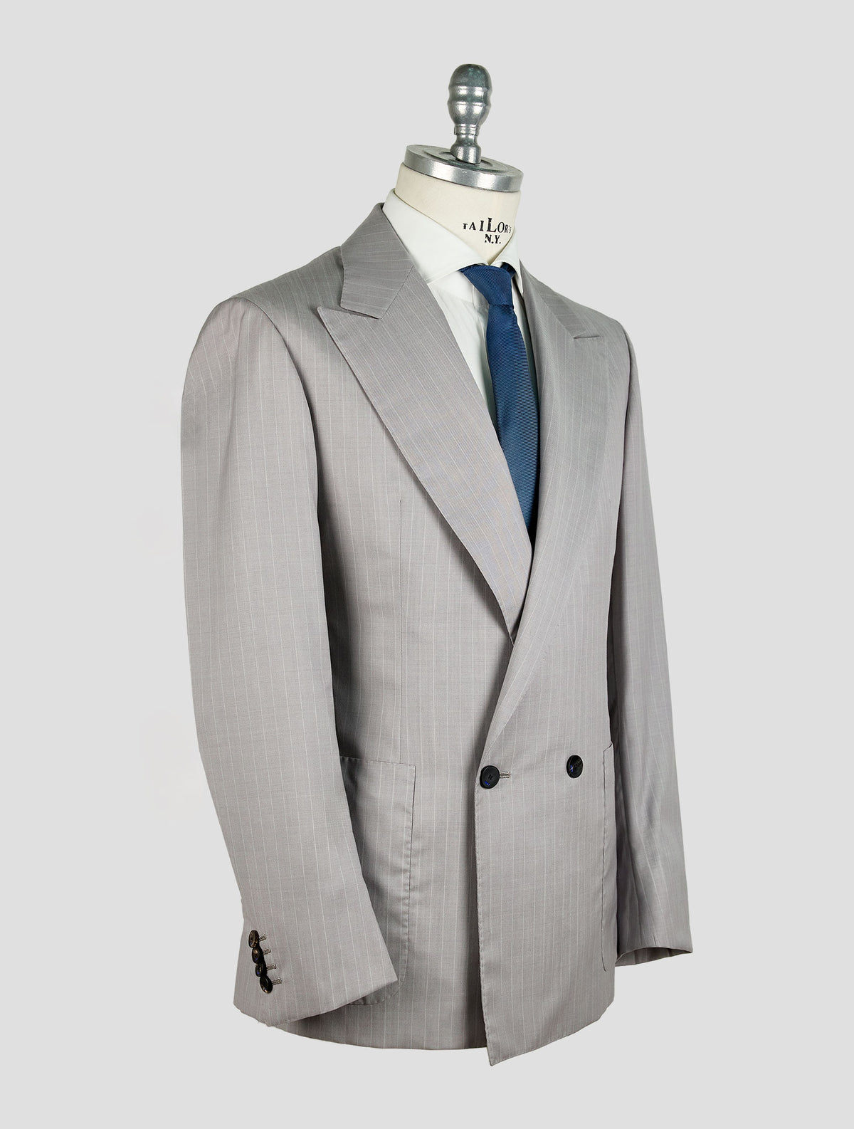 Kiton Knt Gray Virgin Wool Silk Suit