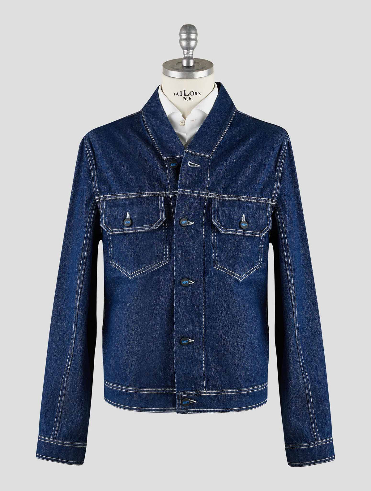 Kiton Knt Blue Cotton Coat