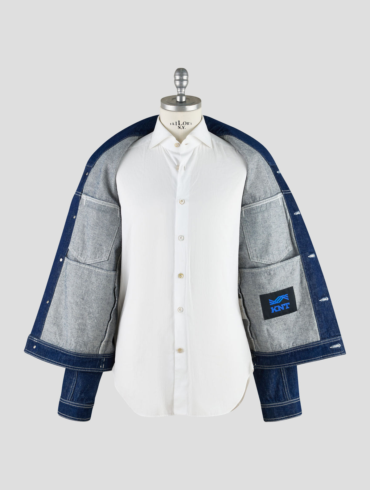 Kiton Knt Blue Cotton Coat